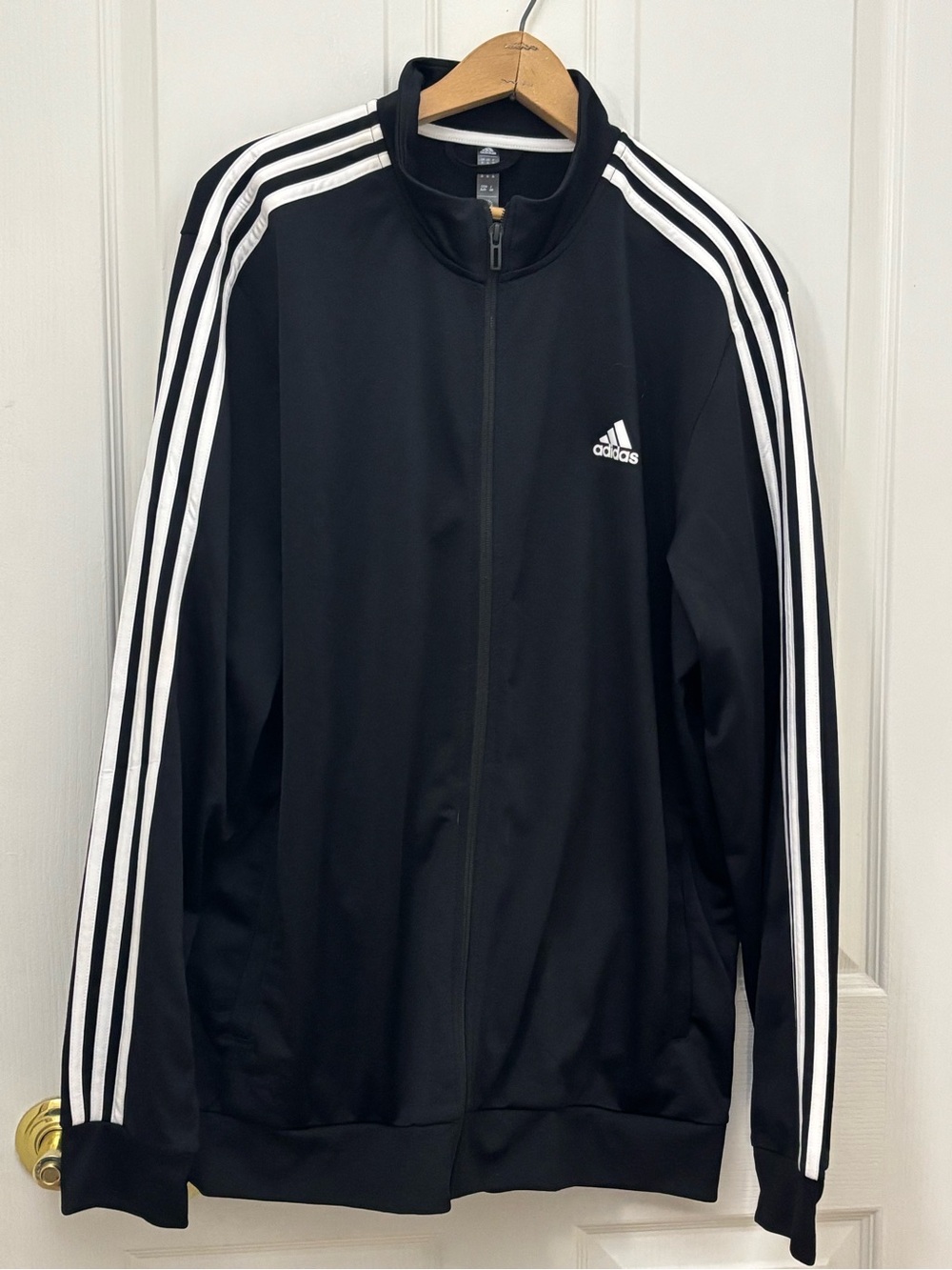 adidas Black Track Jacket with White Stripe Details